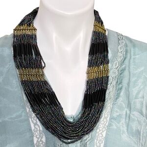 Multi-Strand Beaded stacked Statement Necklace boho tribal